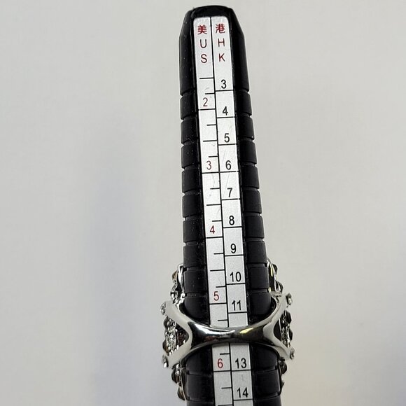 Flamboyant Black and Crystal Cocktail Fashion Ring - Picture 6 of 13